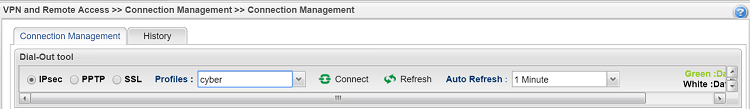 a screenshot of VPN Connection management page on Vigor3900